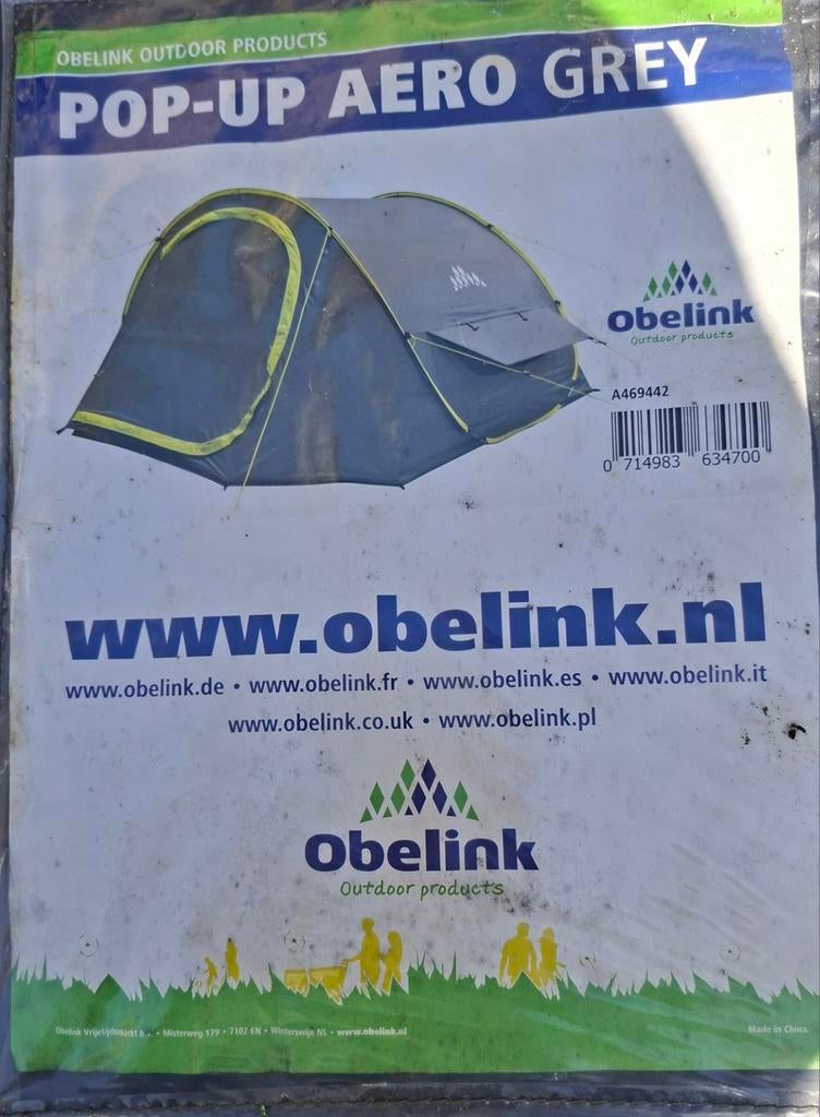 Obelink Pop-Up Aero Grey Tent - Snel op te zetten!, Ophalen of Verzenden, Tot en met 2