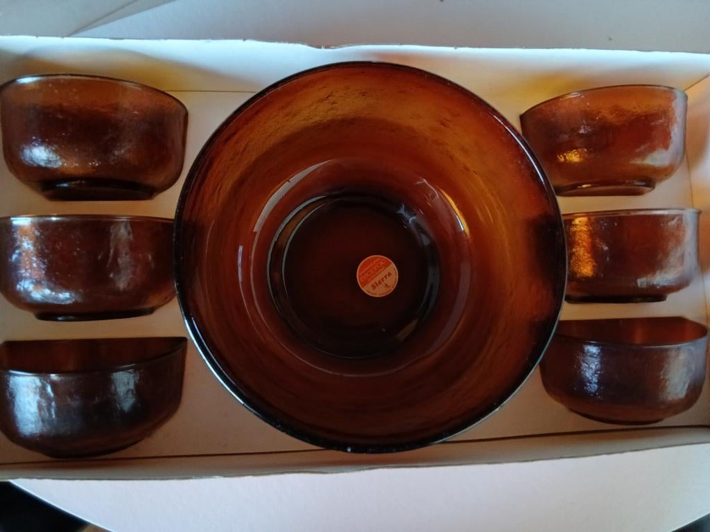 Arcoroc Sierra 7 pcs fruit set vintage in originele verp., Ophalen