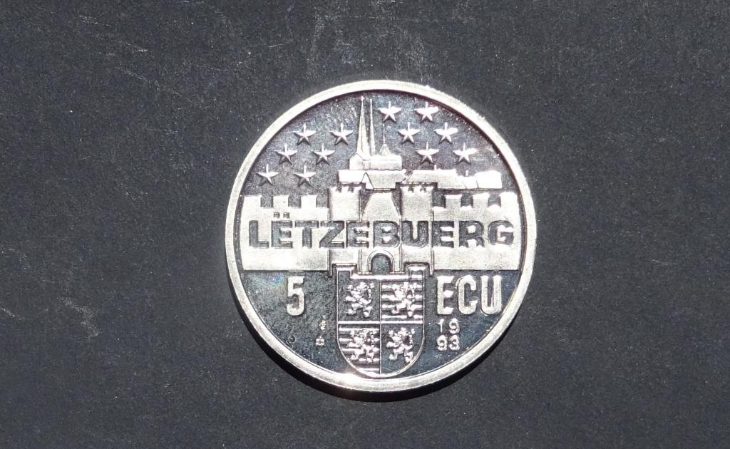5 ECU Lëtzebuerg 1993, Postzegels en Munten, Penningen en Medailles, Ophalen of Verzenden, Overige materialen, Buitenland