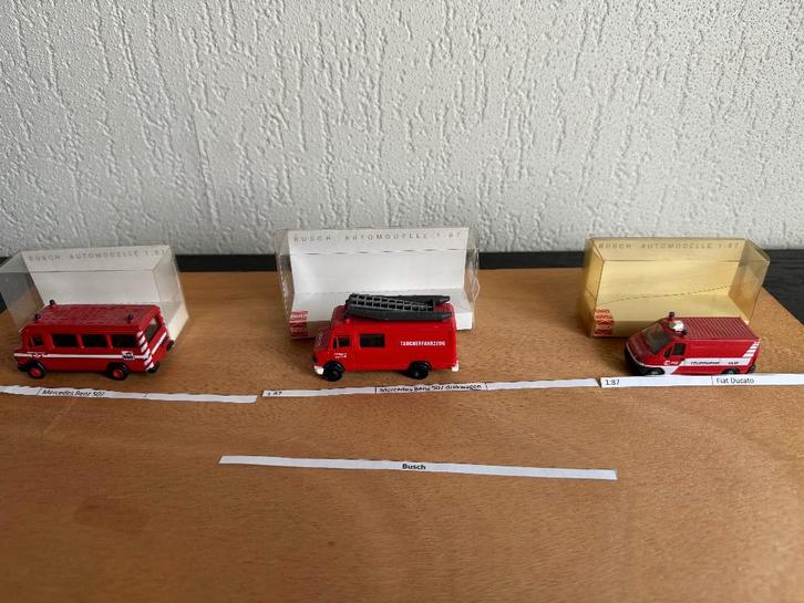 3x Busch brandweer modellen, Hobby en Vrije tijd, Modelauto's | 1:87, Zo goed als nieuw, Bus of Vrachtwagen, Overige merken, Ophalen