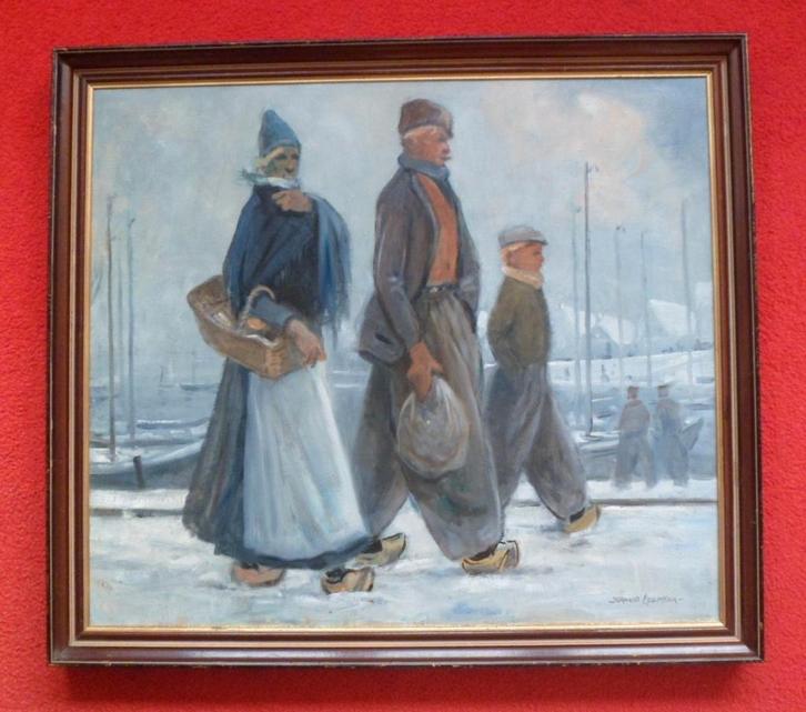 Bernard Leemker.1899-1990.Winter in Volendam., Antiek en Kunst, Kunst | Schilderijen | Klassiek, Ophalen