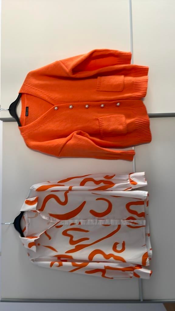 Oranje Blouse en vest mt S, Ophalen of Verzenden, Zo goed als nieuw, Maat 38/40 (M), Oranje