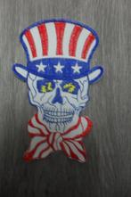 Amerika vlag schedel skull skelet PATCH KLEDINGEMBLEEM, Ophalen of Verzenden, Nieuw