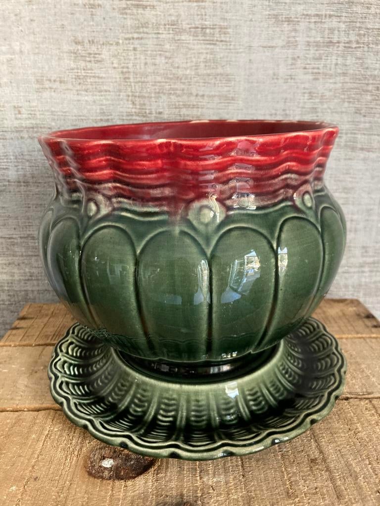 Wessel Bonn Jugendstil/Art Nouveau bloempot/schotel ca. 1900, Ophalen of Verzenden