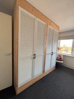 Massief houten kledingkast met louvredeuren, Huis en Inrichting, Kasten | Kledingkasten, Ophalen, Gebruikt, 200 cm of meer, Overige houtsoorten