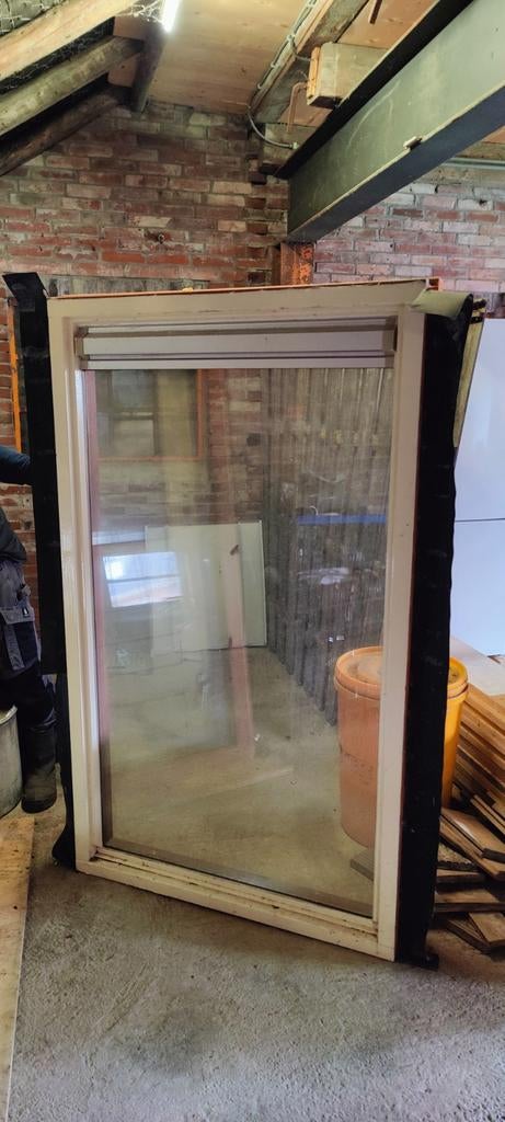 Hardhouten kozijnen met glas, Doe-het-zelf en Verbouw, Kozijnen en Schuifpuien, Gebruikt, Raamkozijn, 150 tot 225 cm, Inclusief glas