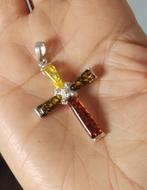 925 zilveren hanger Kruis met natuurlijke Barnsteen(Amber), Sieraden, Tassen en Uiterlijk, Orientaltemptation@hotmail.com, O.T.