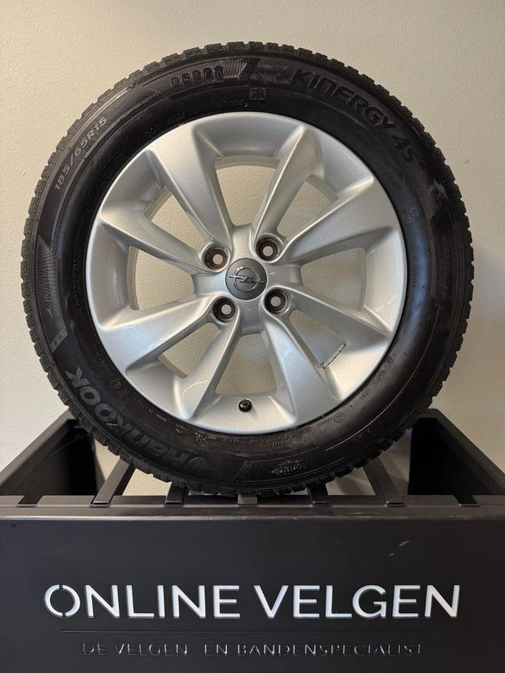 Set 15 inch Originele Opel Corsa D velgen + Hankook banden, Auto-onderdelen, Banden en Velgen, Niet ingevuld, Gebruikt, 15 inch