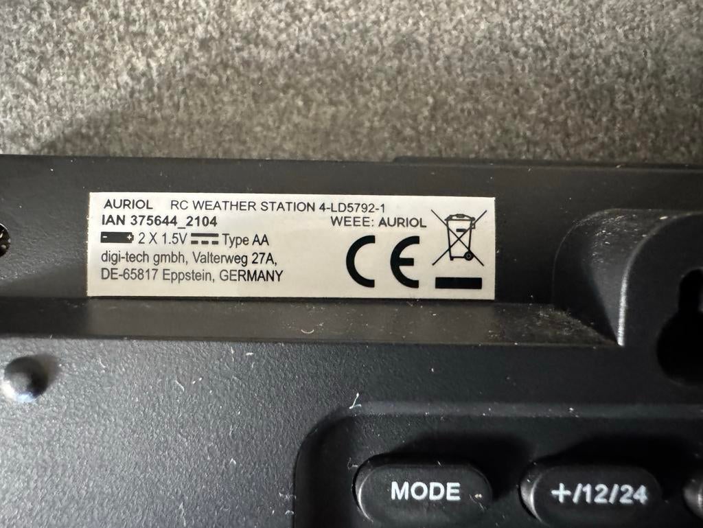 Auriol RC Weerstation met Buitensensor - Zwart, Ophalen, Zo goed als nieuw, Weerstation