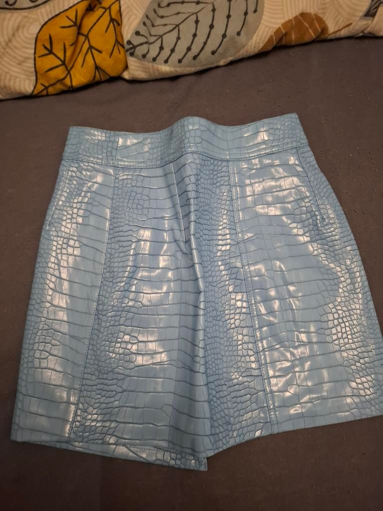 Latex rokje, Ophalen of Verzenden, Zo goed als nieuw, Blauw, Boven de knie