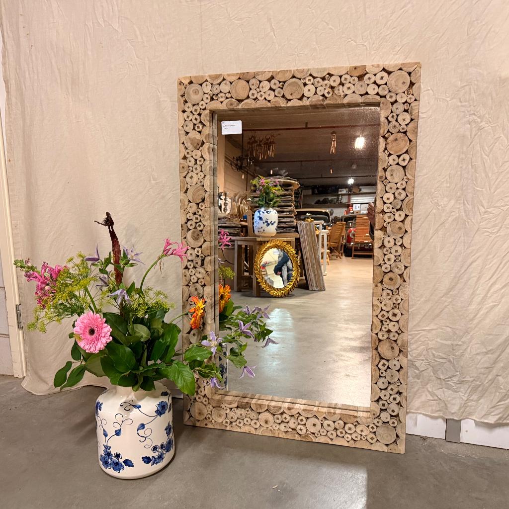 Spiegel – massief teak lijst - 110 x 70 cm - TTM Wonen