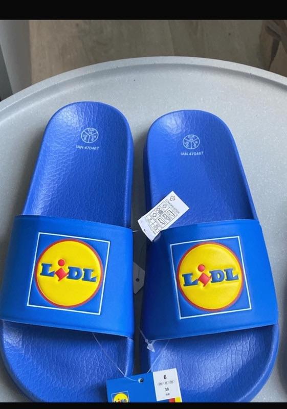 lidl slippers fan summer beach zomer festival fun fan merch, Ophalen of Verzenden, Overige maten, Blauw, Lidl