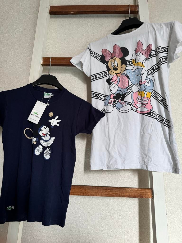 Disney Minnie Mouse T-shirts (2 stuks) - Lacoste & Disney, Kleding | Dames, Blauw, Ophalen of Verzenden, Zo goed als nieuw, Korte mouw