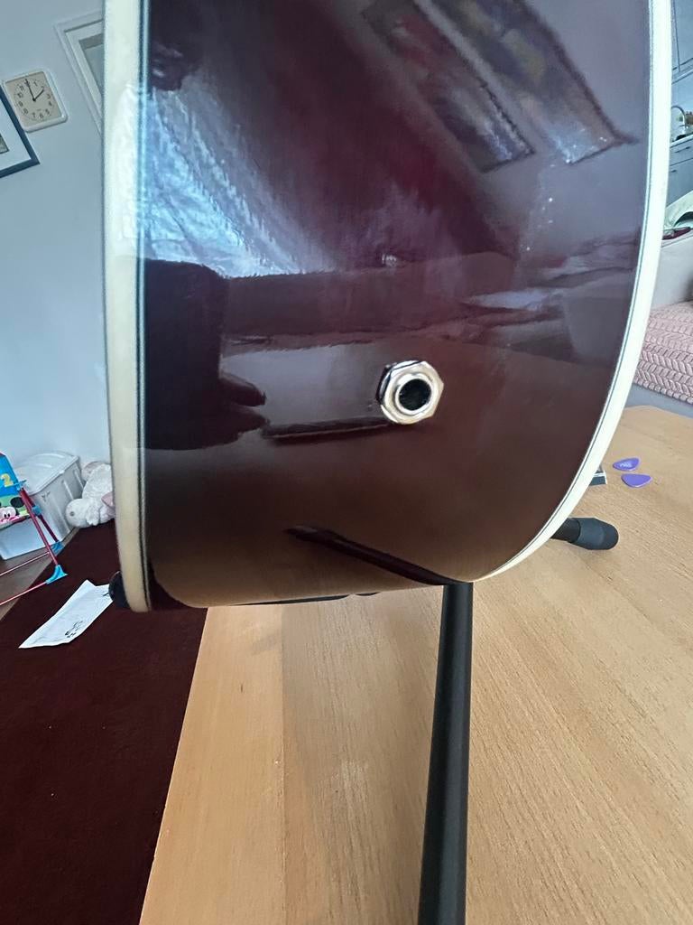 Akoestisch-Elektrische Gitaar met hoes, Ophalen of Verzenden, Gebruikt, Western- of Steelstringgitaar, Met (piezo-)element