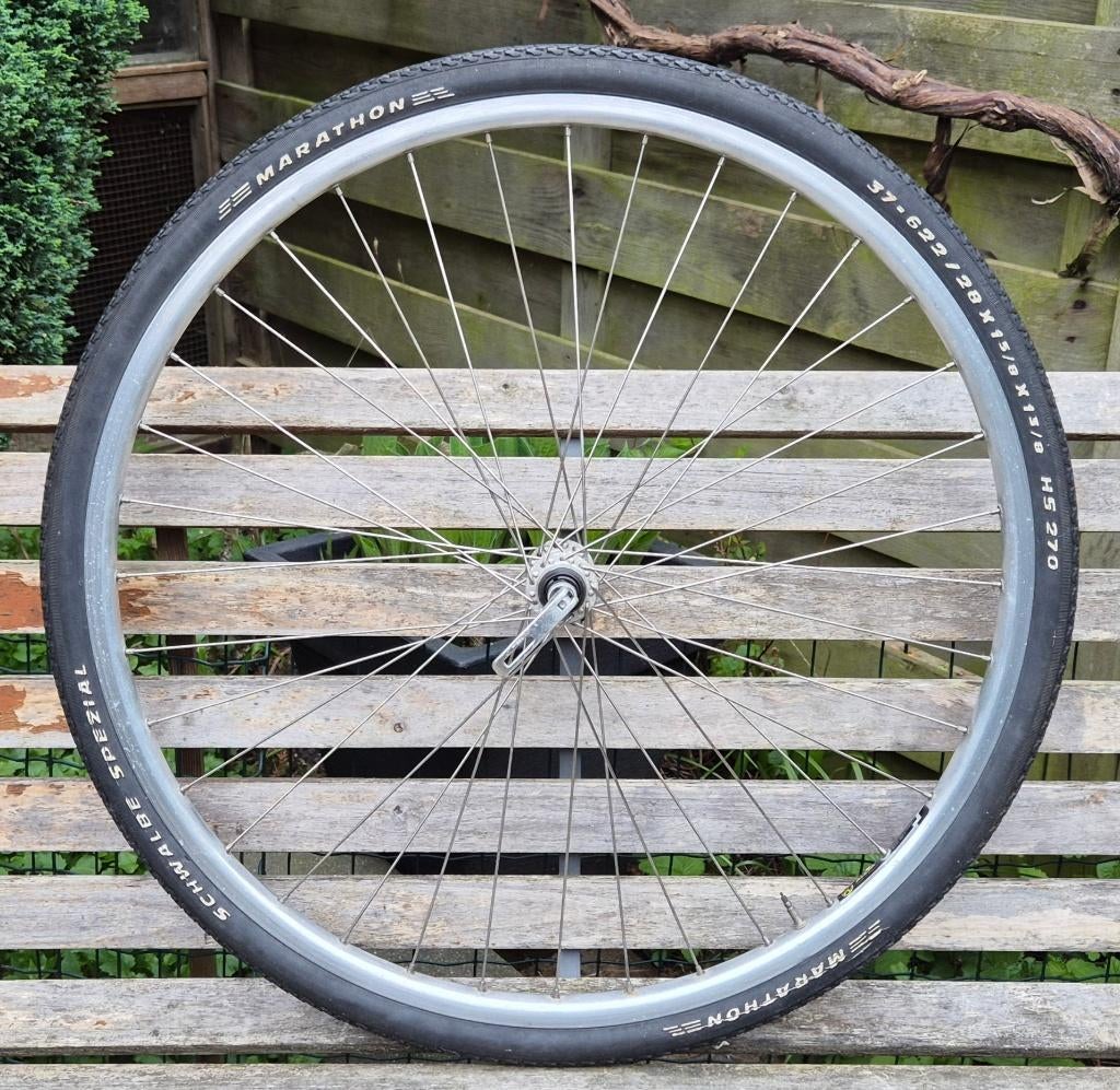 Zo goed als nieuw voorwiel met snelkoppeling, 28 inch, Wiel, Toerfiets, Ophalen of Verzenden, Zo goed als nieuw