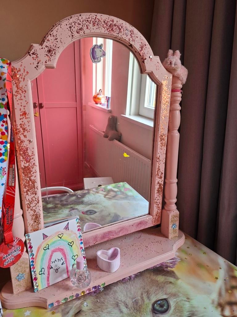 Meidenspiegel, prinsessenspiegel, Antiek en Kunst, Antiek | Spiegels, Ophalen, Rechthoekig