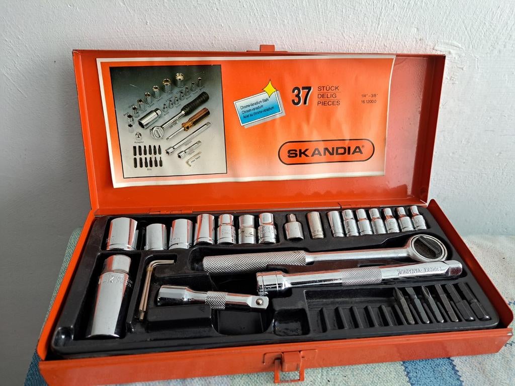 SKANDIA CHROME VANADIUM DOPPENSET MET KOFFER, Ophalen of Verzenden, Zo goed als nieuw
