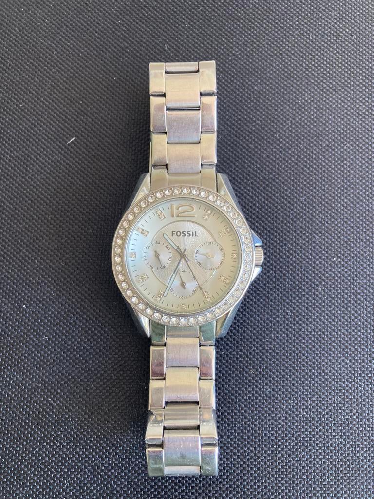 Fossil Riley dameshorloge zilverkleurig, Sieraden, Tassen en Uiterlijk, Horloges | Dames, Staal, Kunststof, Fossil, Polshorloge