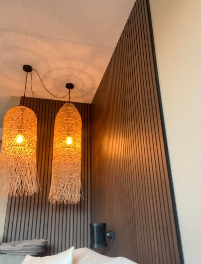 2 Bali Lifestyle Rotan Lampen, Ophalen, Overige materialen, Zo goed als nieuw, 75 cm of meer
