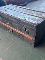VINTAGE REISKIST DONKERBRUIN - ANTIEKE DEKEN KIST, Huis en Inrichting, Woonaccessoires | Kisten, Gebruikt, 100 tot 150 cm, Minder dan 50 cm