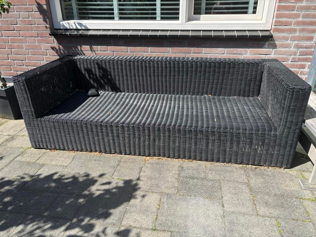 Zwarte Loungeset Bank en 2 stoelen merk Royal Lifestyle, Tuin en Terras, Tuinsets en Loungesets, Ophalen, 5 zitplaatsen, Gebruikt