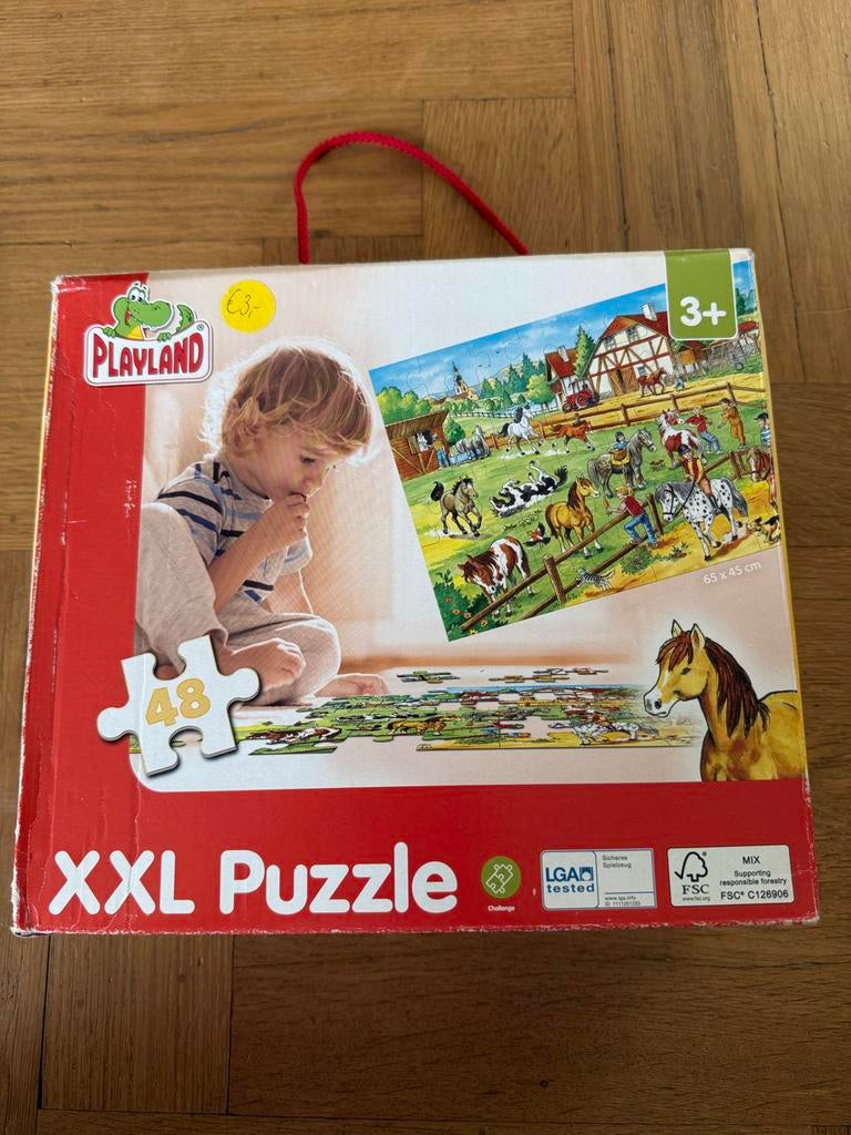 XXL puzzel paarden (48 stukjes), Ophalen of Verzenden, 10 tot 50 stukjes, Gebruikt, 2 tot 4 jaar