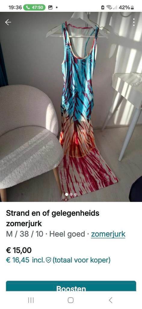 Zomerjurk met Tie-Dye print - Maat M, Kleding | Dames, Jurken, Maat 38/40 (M), Blauw, Ophalen of Verzenden, Onder de knie
