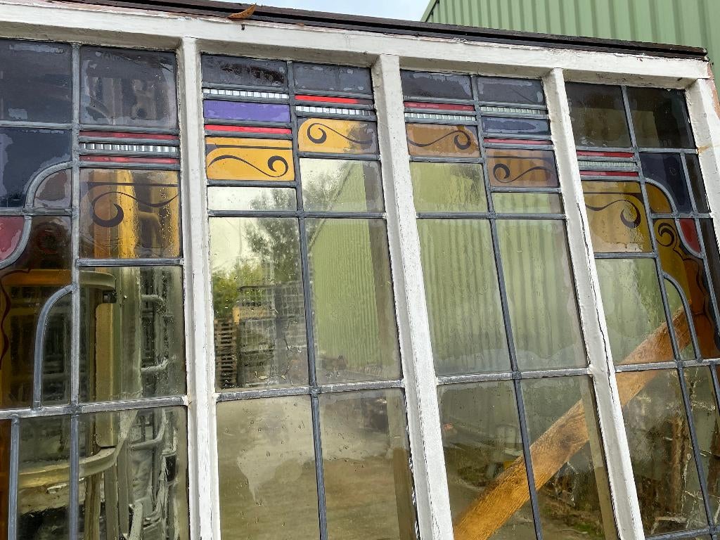 2 glas in lood ramen 212x102cm & 181x57cm., Ophalen