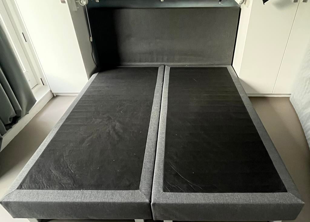 180x200 Box Spring Bed + Mattress + chair, Ophalen, Zo goed als nieuw, Tweepersoons, 180 cm