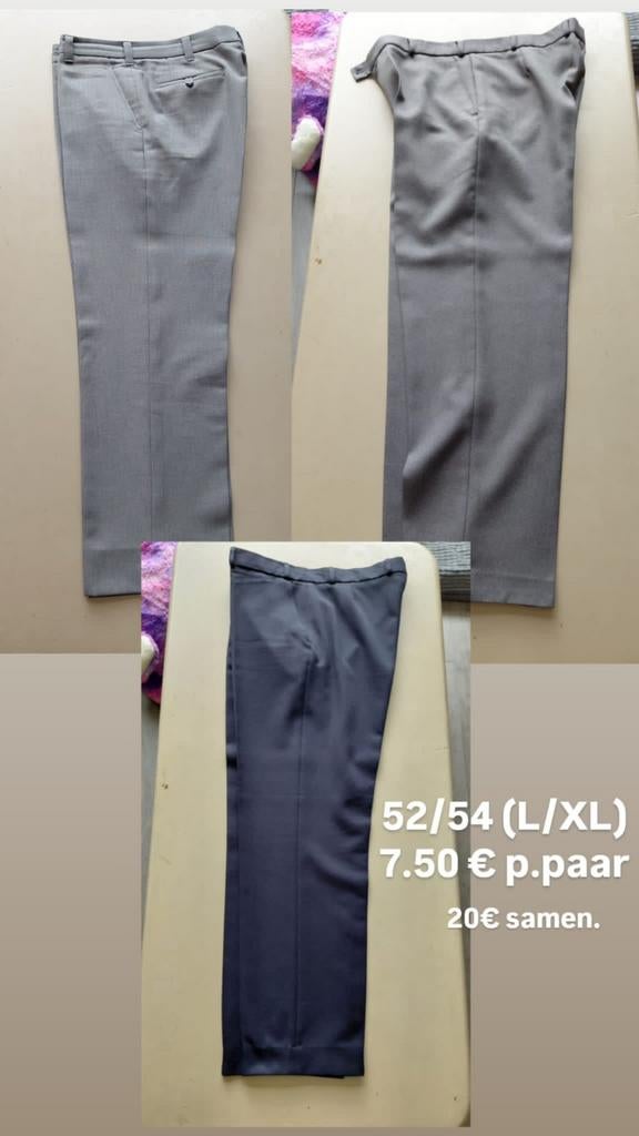 3 pantalons (2xc&a & 1 uit Indonesie), Kleding | Heren, Broeken en Pantalons, Maat 52/54 (L), Zo goed als nieuw, Grijs, C&A