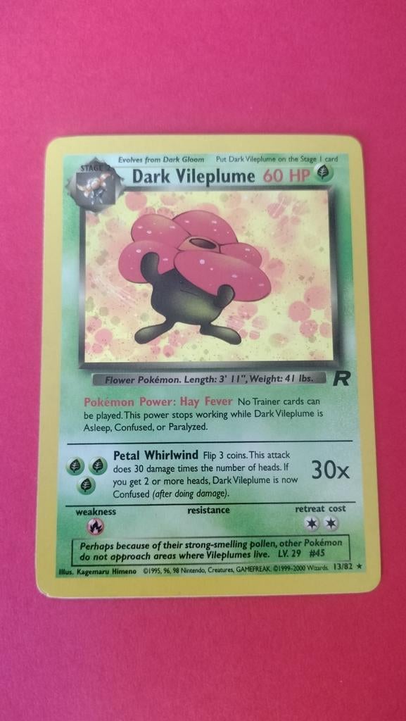Dark Vileplume Pokémon kaart - 13/82, Ophalen of Verzenden, Gebruikt, Losse kaart
