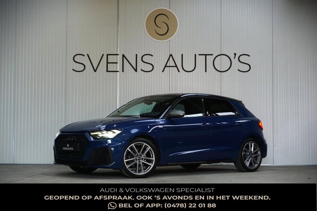 Audi A1 Sportback 30 TFSI 3x S-Line|Sonos|Sfeer|Carplay|Stoe, Zwart, Blauw, Leder en Stof, Bedrijf