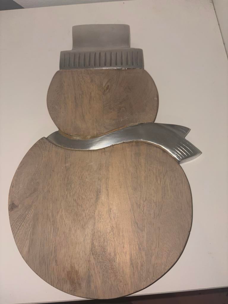 Riviera Maison houten serveerplank sneeuwpop, Huis en Inrichting, Hout, Snij-/serveerplank, Nieuw, Ophalen of Verzenden