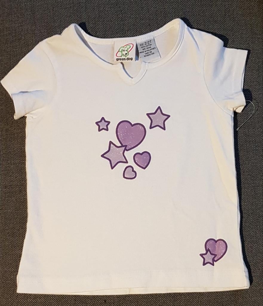 T-shirt wit/lila maat 92 NIEUW (0230), Kinderen en Baby's, Kinderkleding | Maat 92, Meisje, Nieuw, Ophalen of Verzenden, Shirt of Longsleeve