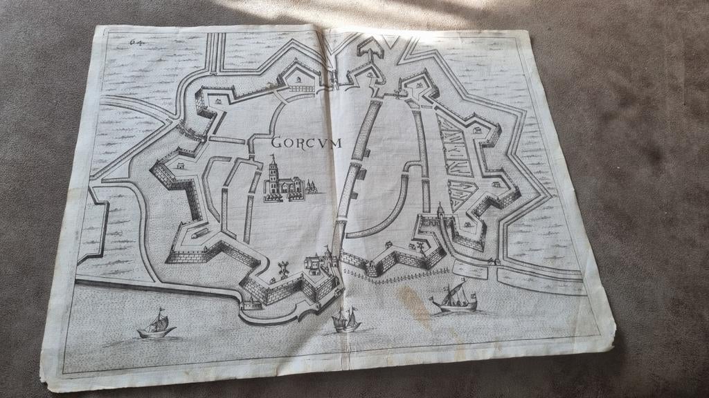 Historische kaart Gorinchem - Oude stadsplattegrond, Boeken, Atlassen en Landkaarten, Voor 1800, Ophalen of Verzenden, Landkaart