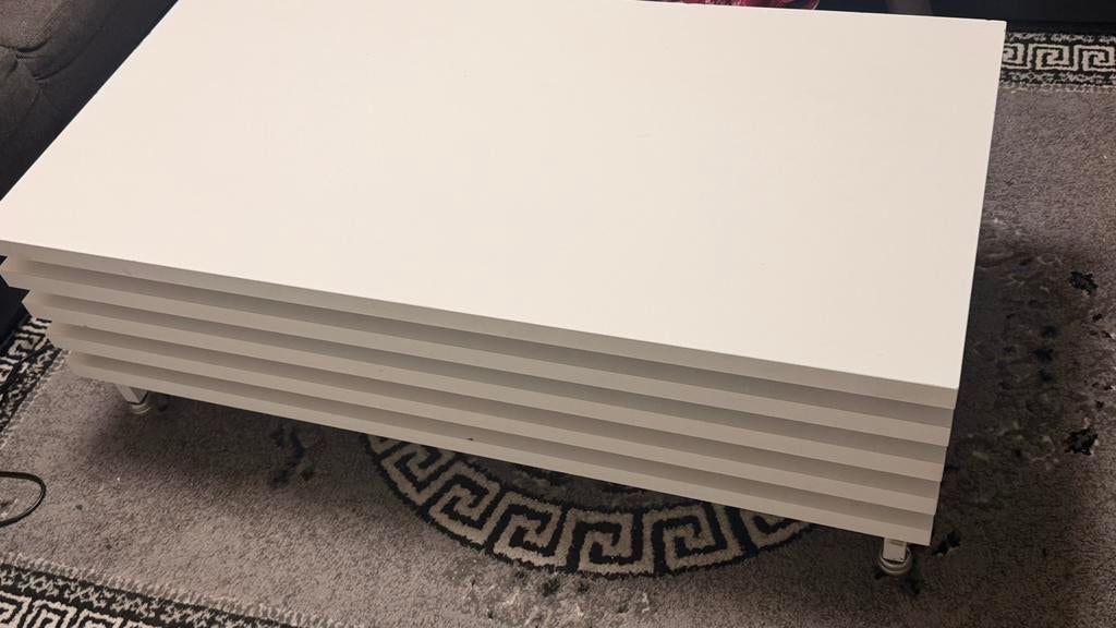 Complete Witte Meubelset: Eettafel, Stoelen, Salontafel, TV-, Ophalen, Gebruikt, 100 tot 150 cm, 150 tot 200 cm