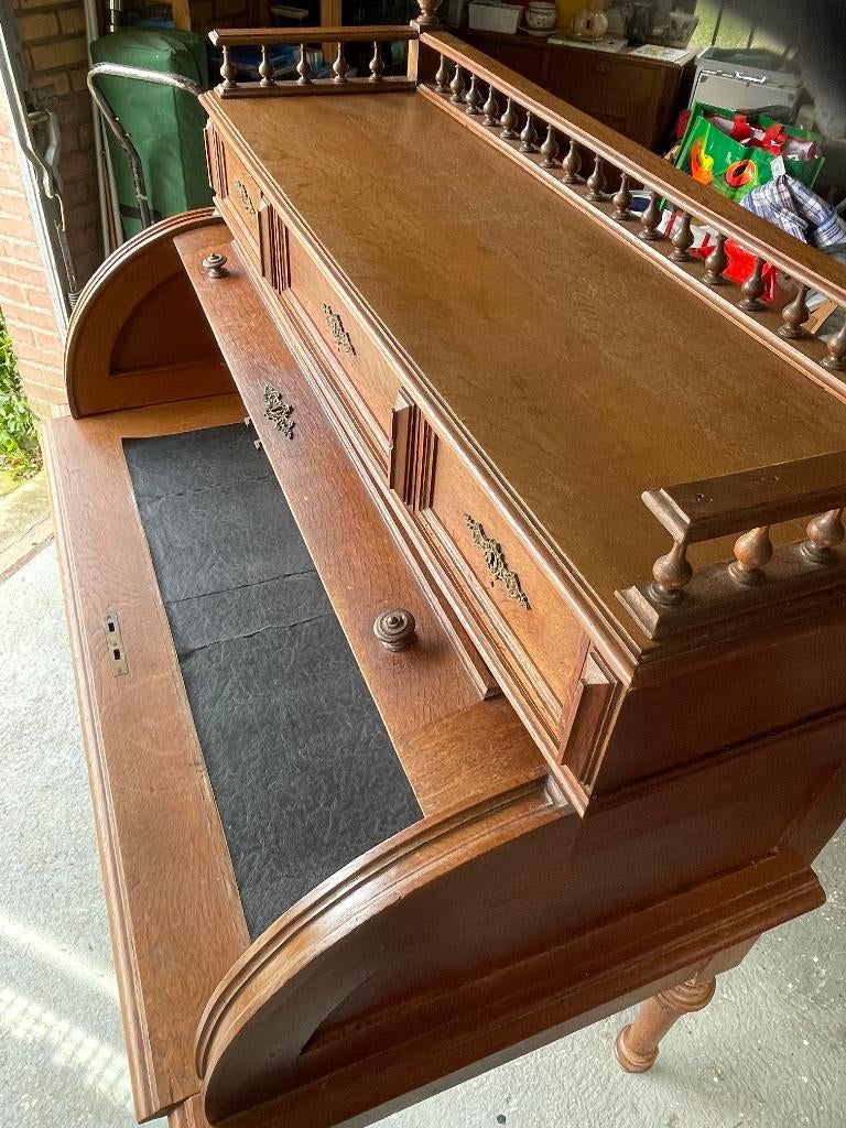 Antiek rolluiken bureau, eiken., Huis en Inrichting, Bureaus, Ophalen, Gebruikt