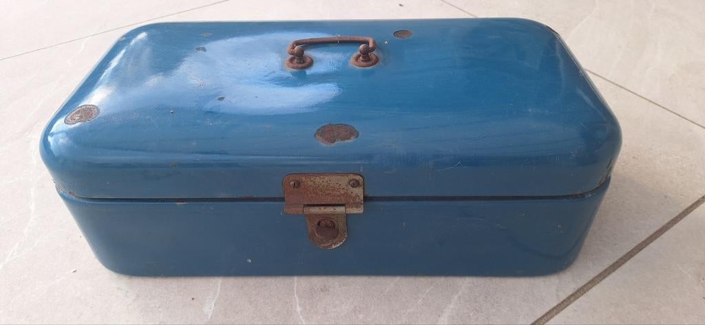 Vintage emaille broodtrommel, Huis en Inrichting, Woonaccessoires | Kisten, Minder dan 50 cm, Gebruikt, 50 tot 100 cm, Ophalen of Verzenden