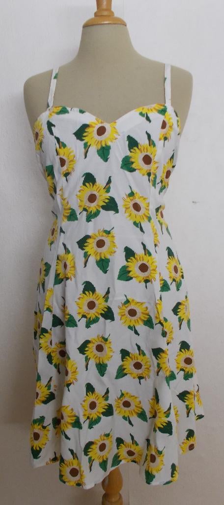 Vrolijk zonnebloemen print jurkje van Naf Naf! S/M, Maat 38/40 (M), Overige kleuren, Verzenden, Zo goed als nieuw