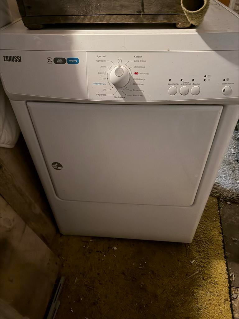 Zanussi ZDE7101PZ wasdroger, Witgoed en Apparatuur, Wasdrogers, Gebruikt, Luchtafvoer, Voorlader, 6 tot 8 kg, 85 tot 90 cm, Ophalen