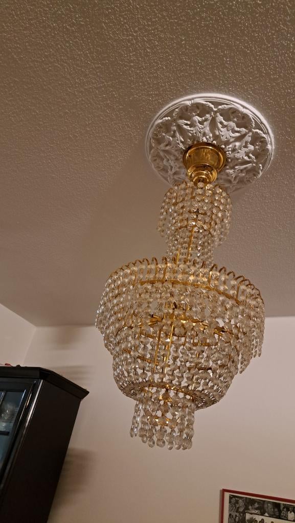 Kroonluchter met glazen kralen, Huis en Inrichting, Lampen | Kroonluchters, Ophalen of Verzenden