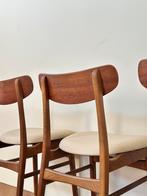 Set 4 vintage Farstrup stoelen Deens design hout jaren 50/60, Huis en Inrichting, Stoelen, Ophalen, Leer, Gebruikt, Overige kleuren