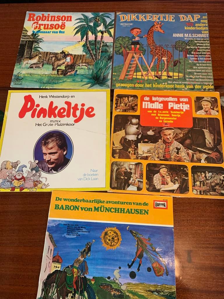 Vintage Kinderliedjes en Verhalen LP Collectie (5 stuks), Gebruikt, Boxset, Ophalen of Verzenden, 3 tot 5 jaar