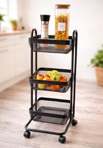 Verrijdbaar rekje trolley keuken hobby klus kar zwart, Ophalen of Verzenden, Zo goed als nieuw