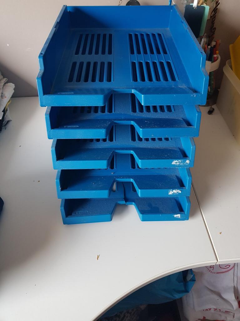 5x postbakje blauw, Ophalen of Verzenden, Gebruikt