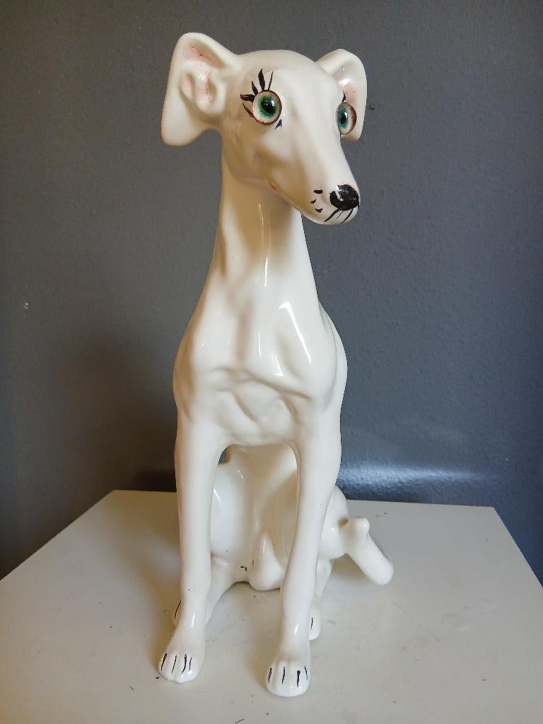 Porceleinen hond, windhond, hazewind 40 cm, Ophalen of Verzenden, Zo goed als nieuw, Hond of Kat, Beeldje of Figuurtje