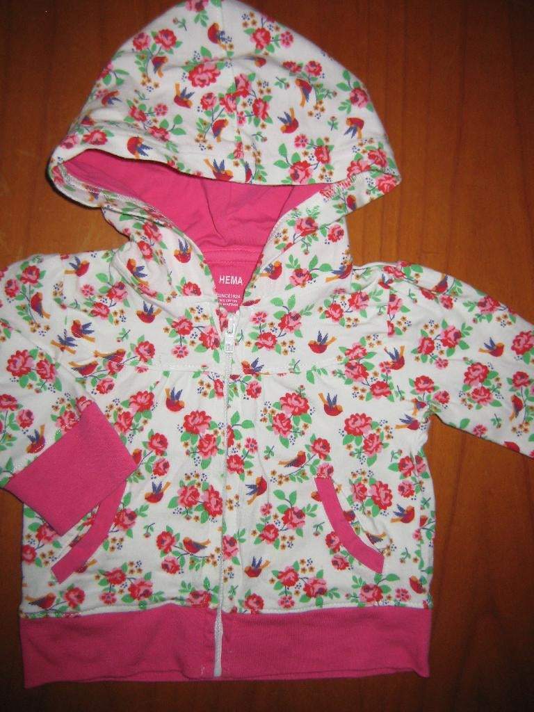 Vestje met capouchon en bloemen, 74, HEMA, Kinderen en Baby's, Babykleding | Maat 74, Ophalen of Verzenden, Zo goed als nieuw