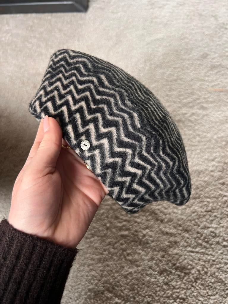 Mayser Hoed - Zwart/Wit Zigzag Patroon - 100% Konijnenhaarvi, Ophalen of Verzenden, Nieuw, Hoed