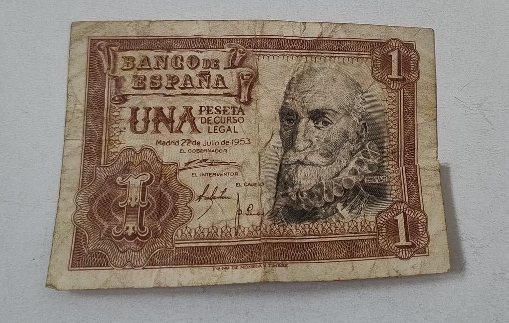 Spanje, 1 Peseta biljet uit 1953 - Banco de España, Ophalen of Verzenden, Overige landen, Los biljet