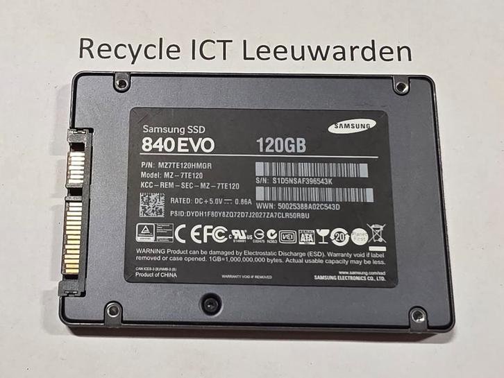 Samsung 120gb laptop ssd hdd hardeschijf 840evo, Computers en Software, Harde schijven, Gebruikt, Laptop, Intern, SSD, SATA, Ophalen of Verzenden